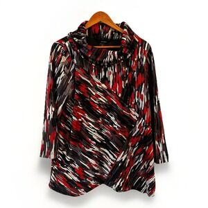 Ali Miles Boho Maximalist Cowl Neck Tunic Top Womens SizeL Knit Lagenlook